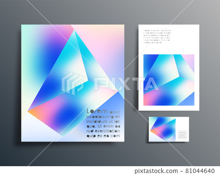 Gradient geometric design set for brochure, flyer cover, business card, abstract background, poster, or other printing products. Vector illustration Gradient geometric design set for brochure, flyer cover, business card, abstract background, poster, or other printing products. Vector illustration 81044640