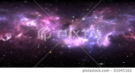 360 degree stellar system and gas nebula. Environment 360 HDRI map. Equirectangular projection, spherical panorama 81045162