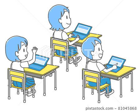 孩子們使用平板電腦上課 81045868