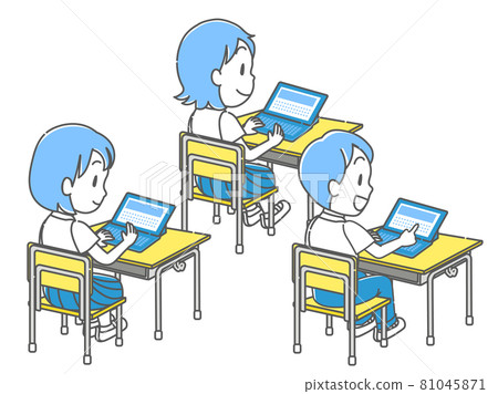 使用平板電腦在課堂上專心學習的孩子 使用平板電腦在課堂上專心學習的孩子 81045871