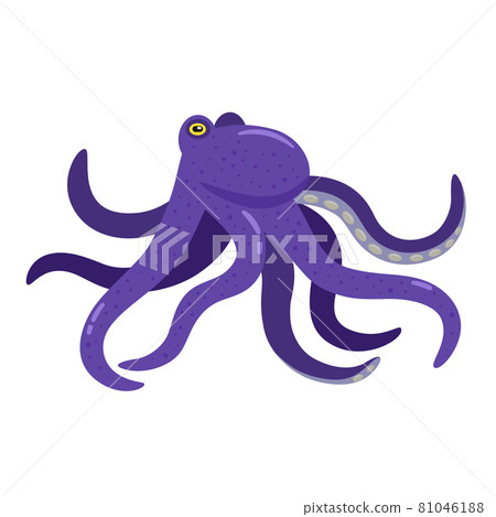 Cute simple minimalistic vector cartoon purple octopus isolated on white background Cute simple minimalistic vector cartoon purple octopus isolated on white background 81046188