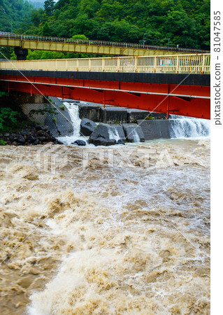River that was flooded by heavy rain River that was flooded by heavy rain 81047585