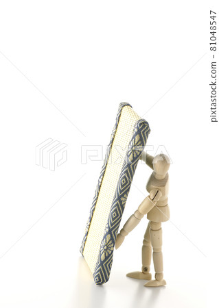 一張畫娃娃在白色背景上抬起榻榻米的照片 一張畫娃娃在白色背景上抬起榻榻米的照片 81048547