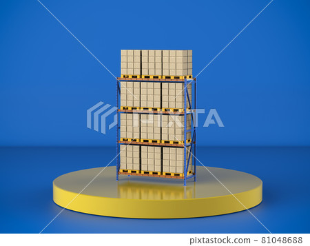 warehouse rack with cardboard boxes warehouse rack with cardboard boxes 81048688