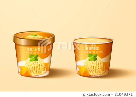 3d mango ice cream package design 81049371