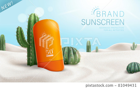 3d hot summer sunscreen cream ad 81049431