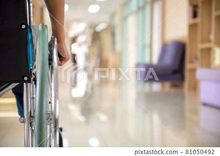 Close up Wheelchairs waiting of patient services. Medical Wheelchairs in the hospital. Close up Wheelchairs waiting of patient services. Medical Wheelchairs in the hospital. 81050492