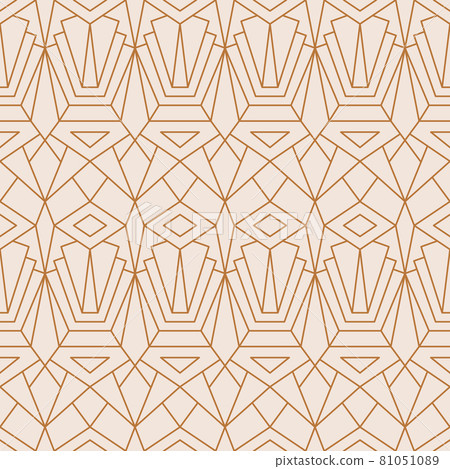 Art Deco Seamless Pattern in a Trendy Minimal Linear Style. Vector Abstract Geometric background with Golden triangles Art Deco Seamless Pattern in a Trendy Minimal Linear Style. Vector Abstract Geometric background with Golden triangles 81051089
