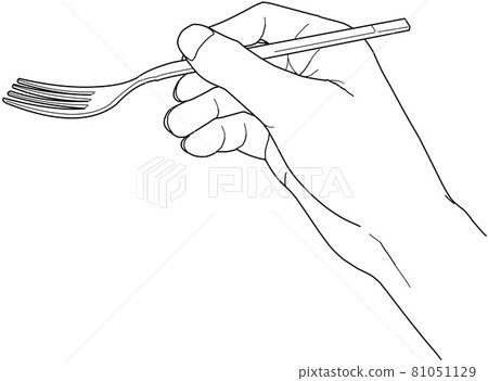 Hand with a fork 81051129