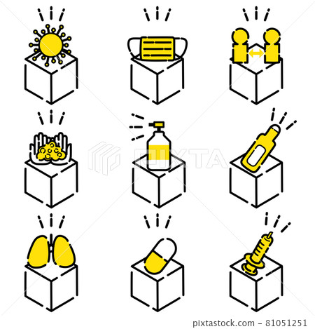 Icon set 03 (yellow icon set that can be used for virus prevention, countermeasures, etc.) Icon set 03 (yellow icon set that can be used for virus prevention, countermeasures, etc.) 81051251
