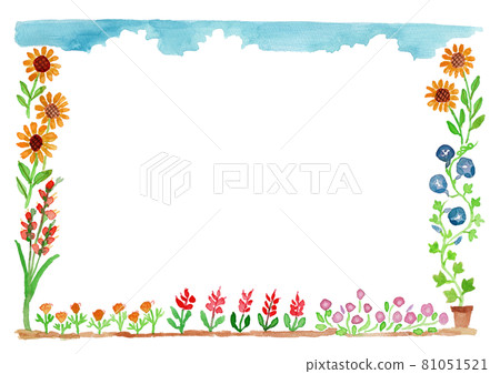 Summer flower watercolor illustration frame Summer flower watercolor illustration frame 81051521
