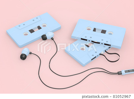 blue audio music retro cassette tapes on pink color. blue audio music retro cassette tapes on pink color. 81052967