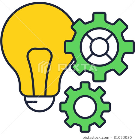 Lightbulb lamp and gear vector outline icon 81053080