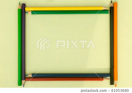 Color pencil background photography. Multi colored pencil pointing image backgrounds. Copy Space 81053680