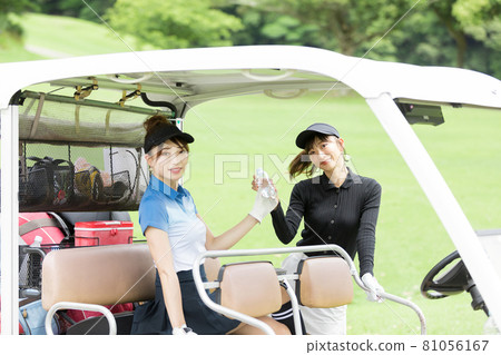Women who enjoy golf cart water supply Women who enjoy golf cart water supply 81056167