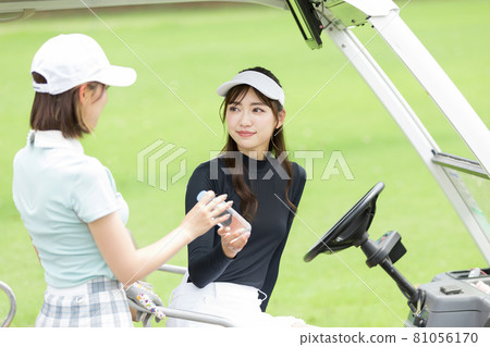 Women who enjoy golf cart water supply 81056170