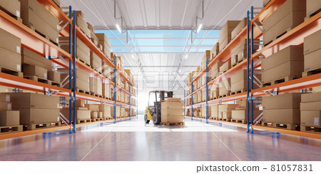 Forklift preparing products for shipment 81057831