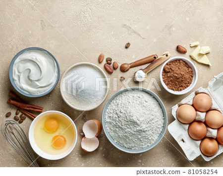 various baking ingredients 81058254