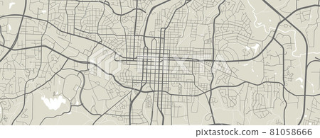 Vector map of Raleigh, USA, State of USA. Street map art poster illustration. 81058666