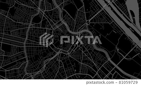 Dark black Vienna City area vector background map, streets and water cartography illustration. 81059729
