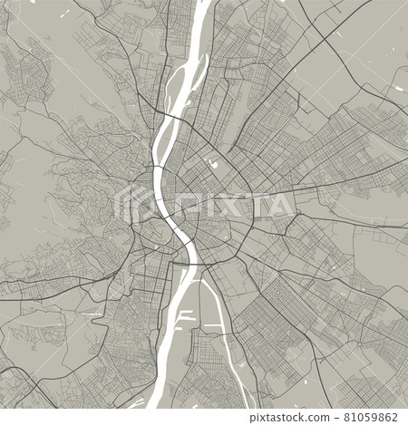 Vector map of Budapest, Hungary. Urban city in Hungary. Street map art poster illustration. 81059862