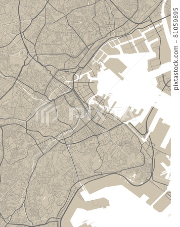 Vector map of Yokohama city, Japan, State of Japan. Street map art poster illustration. Vector map of Yokohama city, Japan, State of Japan. Street map art poster illustration. 81059895