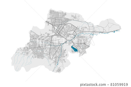 Detailed map of Kabul city, Cityscape. Royalty free vector illustration. Detailed map of Kabul city, Cityscape. Royalty free vector illustration. 81059919