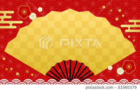 日式橫幅，新年海報背景，新年特賣（日本圖案，新年，新年，日本，鮮花，矢量圖 81060379