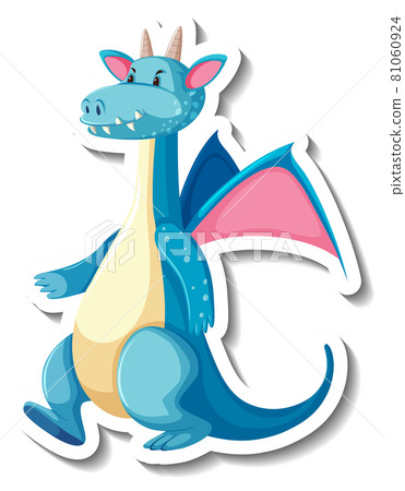 Cute blue dragon cartoon character sticker 81060924