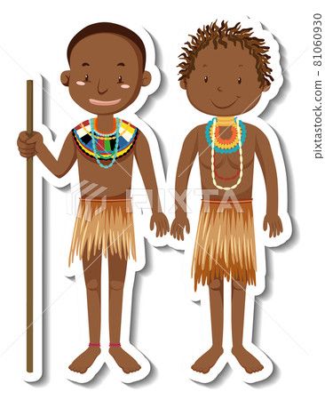African tribal man cartoon character sticker 81060930