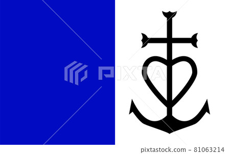 Principality of Aigues-Mortes flag in real proportions and colors, vector 81063214