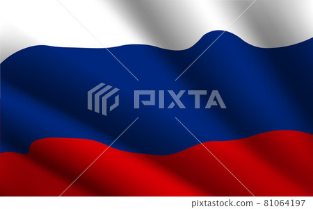 Closeup of rippled russia flag 81064197