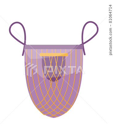 Kitchen apron in bright colours with pocket and design form. Colorful protective garment with pattern background isolated on white background. Cooking uniform for housewife or chef 81064714