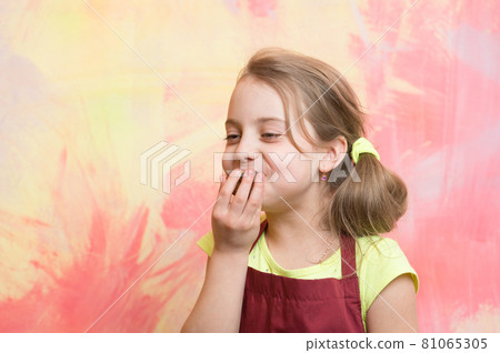 Small girl on colorful background. Small girl on colorful background. 81065305
