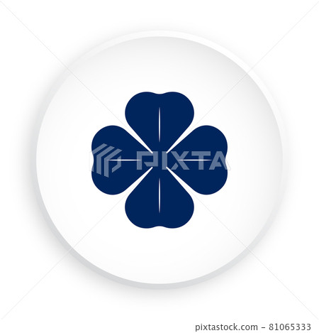 four leaf clover icon in neomorphism style for mobile app. Clover leaf silhouette. Button for mobile application or web. Vector on white background 81065333