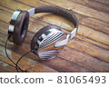 Retro headphones. 3d render illustration 81065493