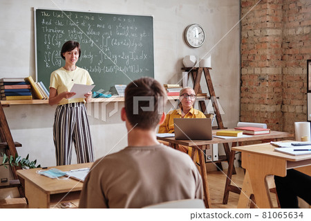 Student performing with report at lesson Student performing with report at lesson 81065634