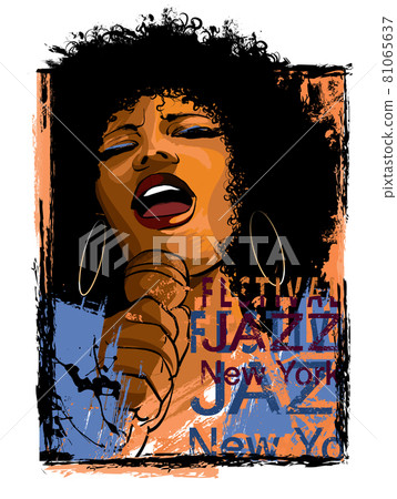 Afro American Jazz singer on a grunge background 81065637