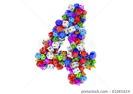 Number 4, from colored roleplaying dice. 3D rendering Number 4, from colored roleplaying dice. 3D rendering 81065824