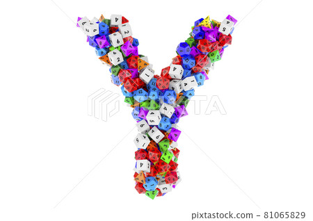 Alphabet letter Y, from colored roleplaying dice. 3D rendering Alphabet letter Y, from colored roleplaying dice. 3D rendering 81065829
