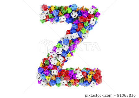 Alphabet letter Z, from colored roleplaying dice. 3D rendering Alphabet letter Z, from colored roleplaying dice. 3D rendering 81065836