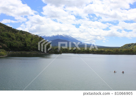 可以看到富士山的精進湖水面 81066905