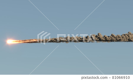 Meteor flies on the blue sky 81066910