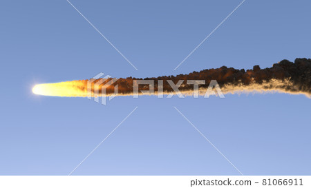 Meteor flies on the blue sky 81066911