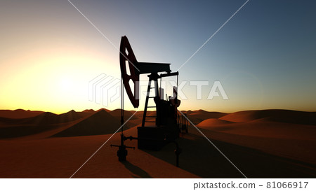 Oil pump in desert on sunset Oil pump in desert on sunset 81066917