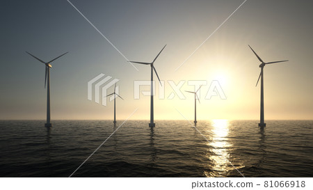 Wind turbines in sea Wind turbines in sea 81066918
