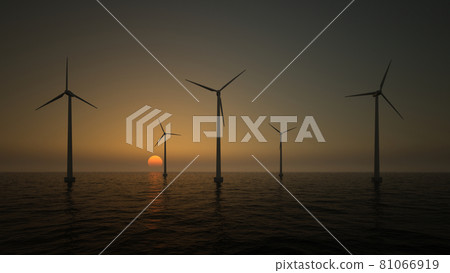 Wind turbines in sea Wind turbines in sea 81066919