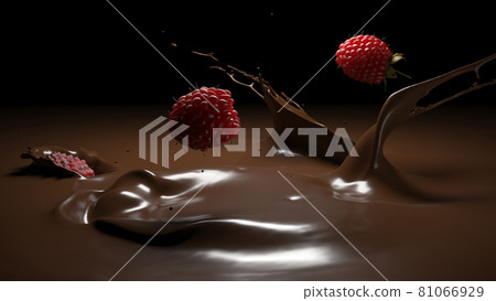 raspberry falling into melt chocolate raspberry falling into melt chocolate 81066929