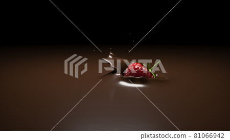 Strawberrie fall into melted chocolate 81066942