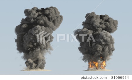 fire and smoke on blue background 81066954